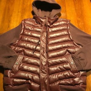 Vintage Raw Blue Leather Hoodie+Vest Combo XL